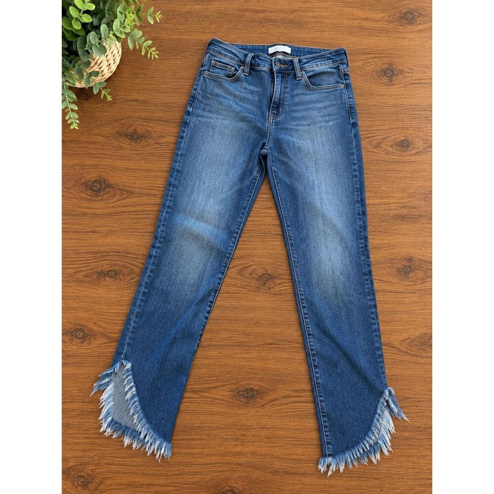 Hidden High Rise Skinny Jeans Asymmetrical Frayed Hem Size 30